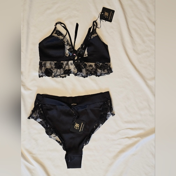Honey Birdette Sold Out Whitney Black Cami And Briefs Set- Medium- NWT - Picture 2 of 14